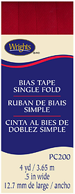 Wrights Single Fold Bias Tape 1/2" 4 Yards Red