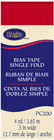 Wrights Single Fold Bias Tape 1/2" X 4 Yards In Scarlet Color
