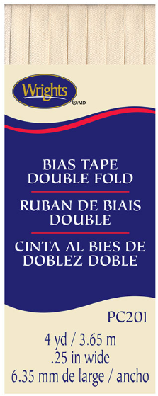 Double Fold Bias Tape 1/4 Inch 4 Yards In Oyster Color