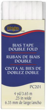 Double Fold Bias Tape 1/4 Inch X 4 Yards - White