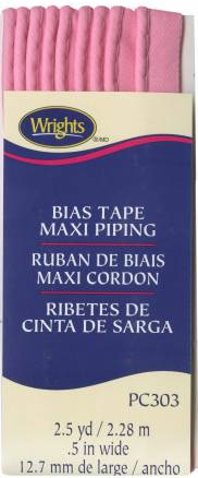 Bias Tape Maxi Piping 1/2 Inch 2.5 Yards Pink