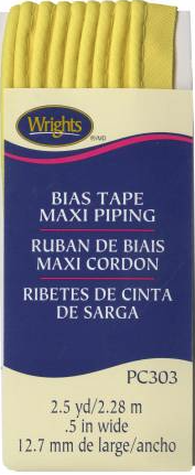 Bias Tape Maxi Piping 1/2 Inch 2.5 Yards Canary Yellow