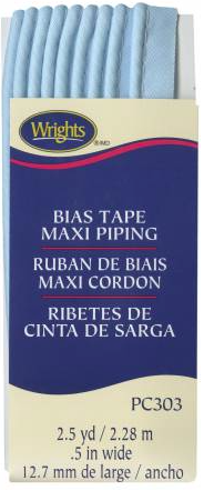 117-303-515 Bias Tape Maxi Piping 1/2 Inch 2.5 Yards Blue