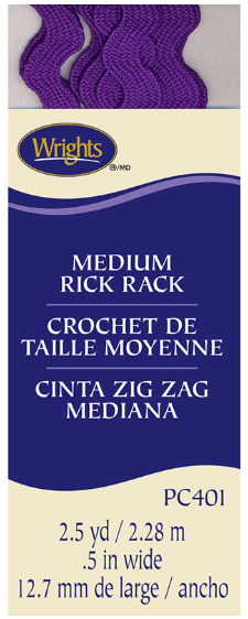 Medium Rick Rack Trim 1/2 Inch X 2.5 Yards - Purple