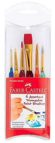 Triangular Handle Paint Brush Set - Assorted Sizes And Styles By Faber-castell
