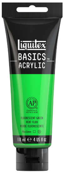 Basics Acrylic Paint 4 Oz Tube - Fluorescent Green