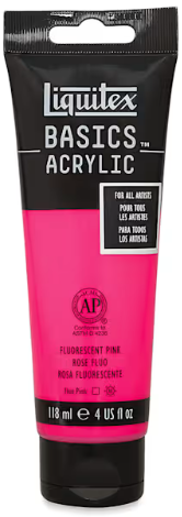 Basics Acrylic Paint, 4 Oz. Tube, Fluorescent Pink, Model 1046987