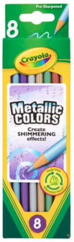Metallic Colored Pencils Set Of 8 Assorted Colors Long