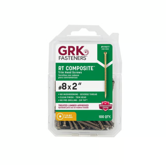 GRK Fasteners #8 X 2" Star Trim Head W-Cut Trim Screws