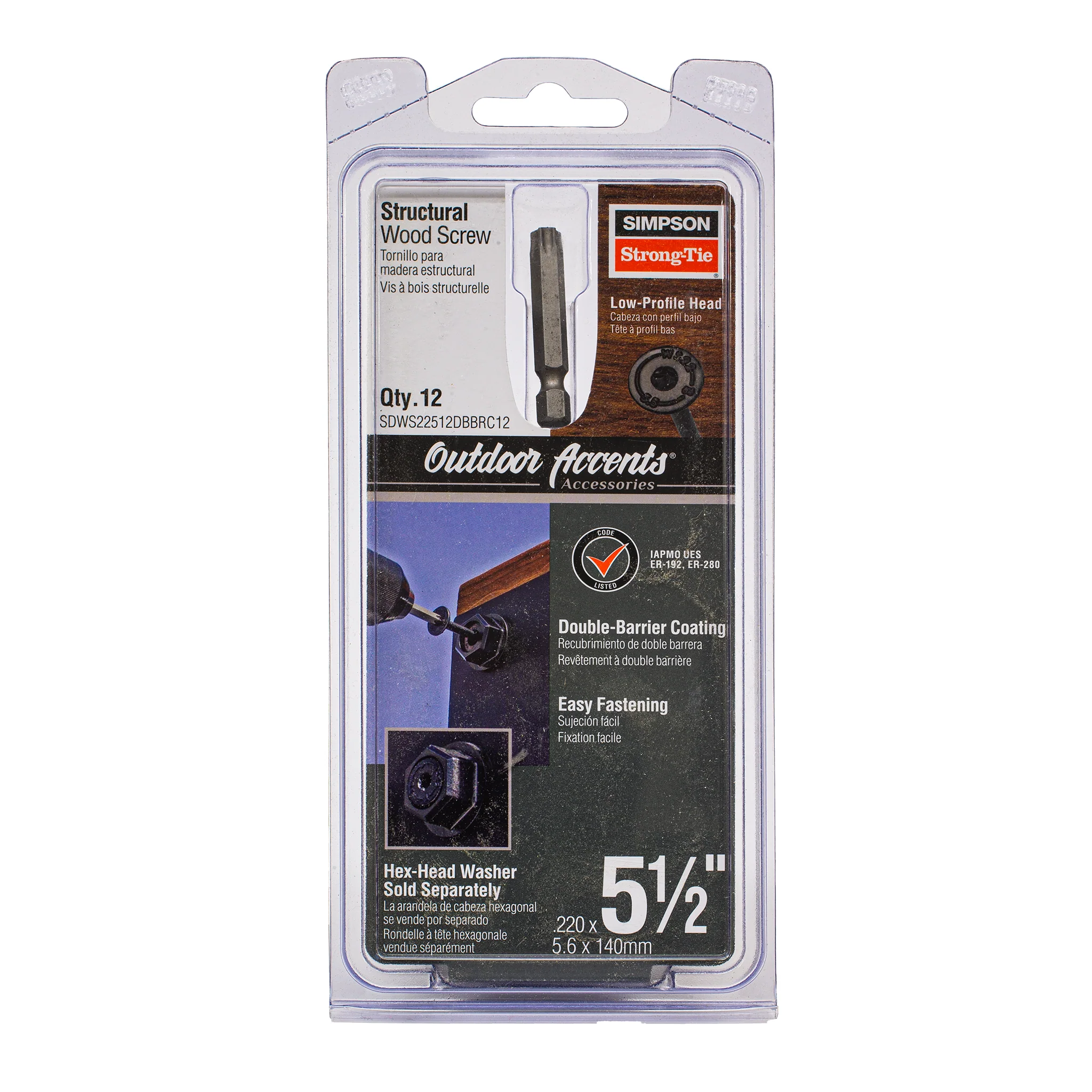 Simpson Strong-Tie No. 10 X 5-1/2 in. L Lobe Black Bold Wood Screws 12 pk