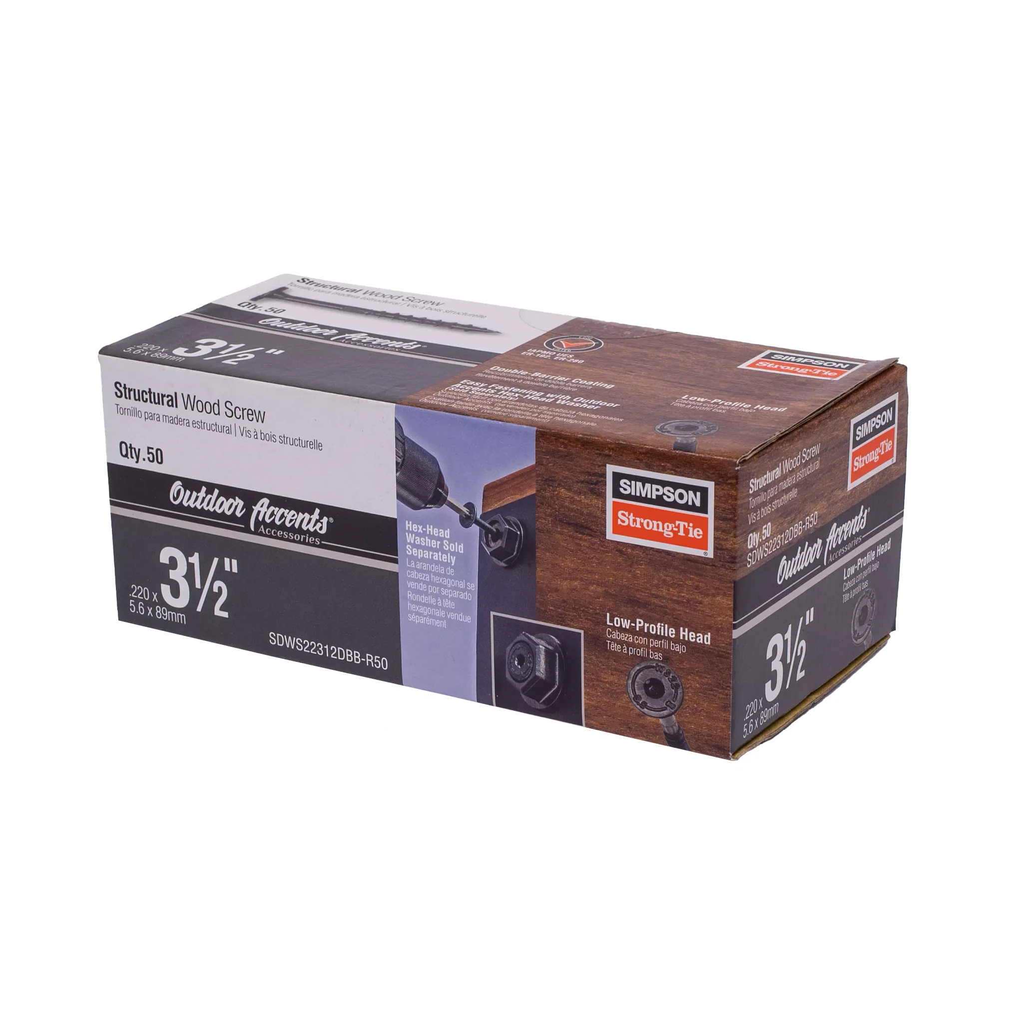 Simpson Strong-Tie No. 10 X 3-1/2 in. 31 L Lobe Black Wood Screws 50 PK