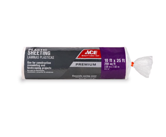 ACE PLASTIC SHEETING 6 MIL X 10' W X 25' L POLYETHYLENE CLEAR