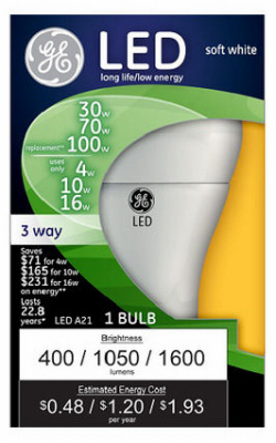 GE 4/16W 3WY LED Bulb