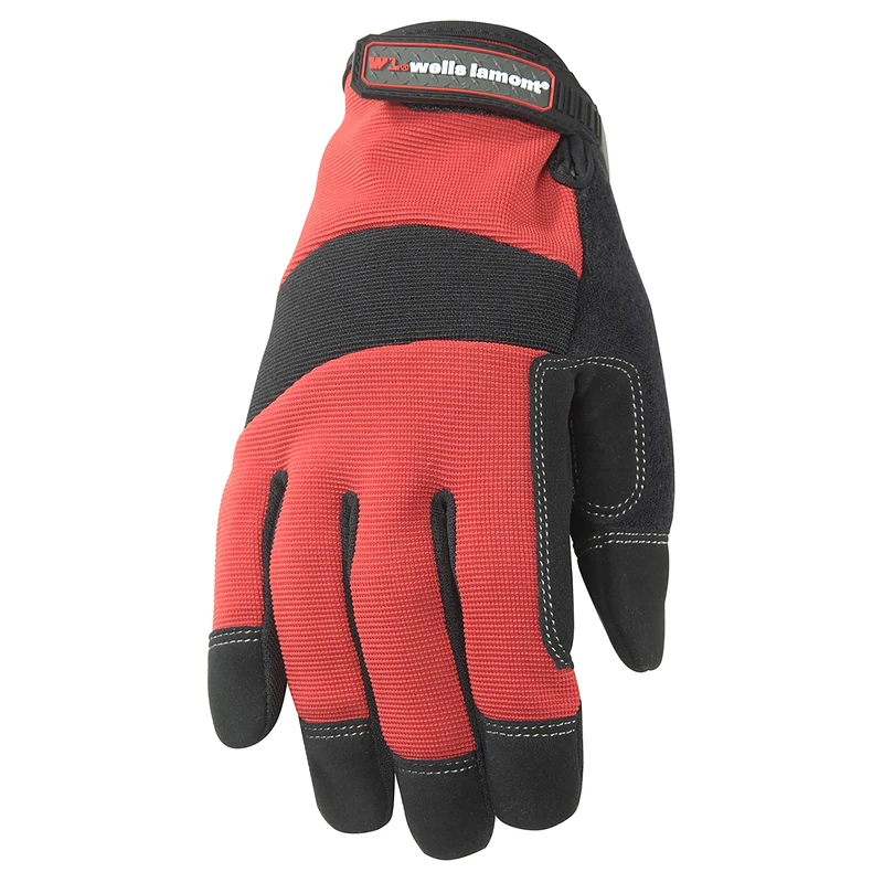 Wells Lamont Men's Synthetic Leather Hi-Dexterity Work Gloves Red L 1 pk