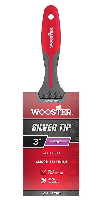 Wooster GripTech MAX 3‑Inch Flat Paint Brush – Polyester Bristles with Rubber Grip
