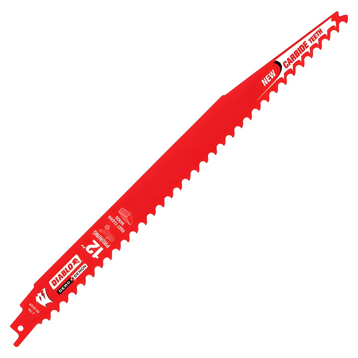 Diablo DS1203CP Series Reciprocating Saw Blade, Applicable Materials: Wood, 12 in L, 3 TPI, Carbide Cutting Edge, 1/PK Diablo DS1203CP Series Reciprocating Saw Blade, Applicable Materials: Wood, 12 in L, 3 TPI, Carbide Cutting Edge, 1/PK