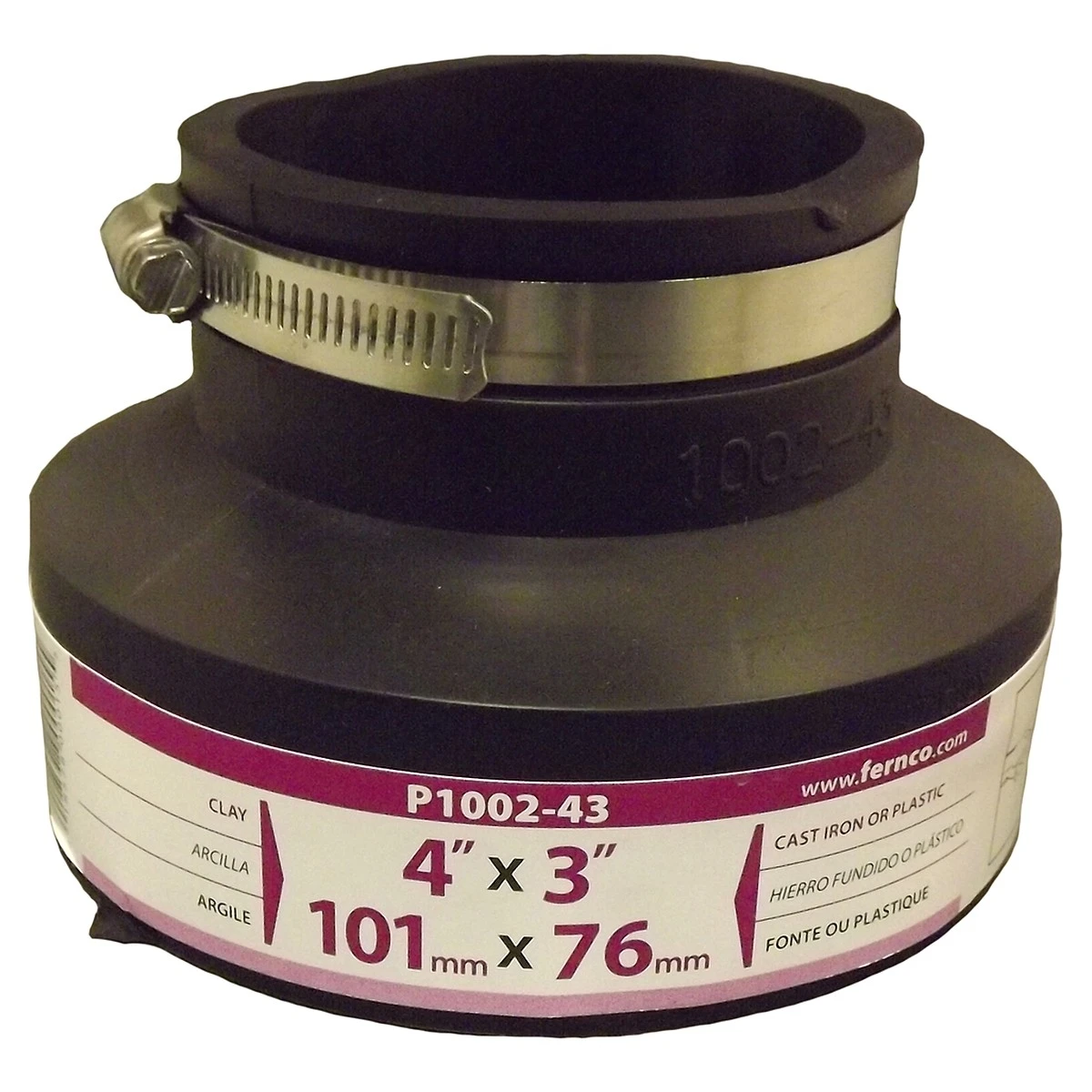 Pipe Reducing Flexible Coupling, Clay, 4 x 3 In.