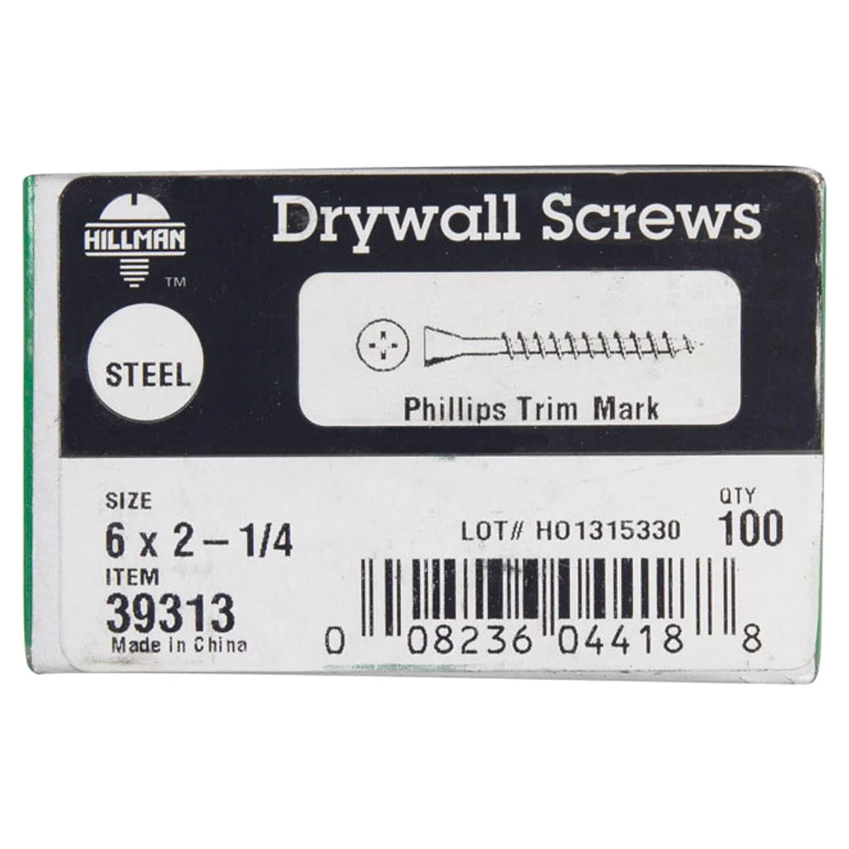 Hillman No. 6 x 2-1/4 in. L Phillips Black Phosphate Drywall Screws 100 pk