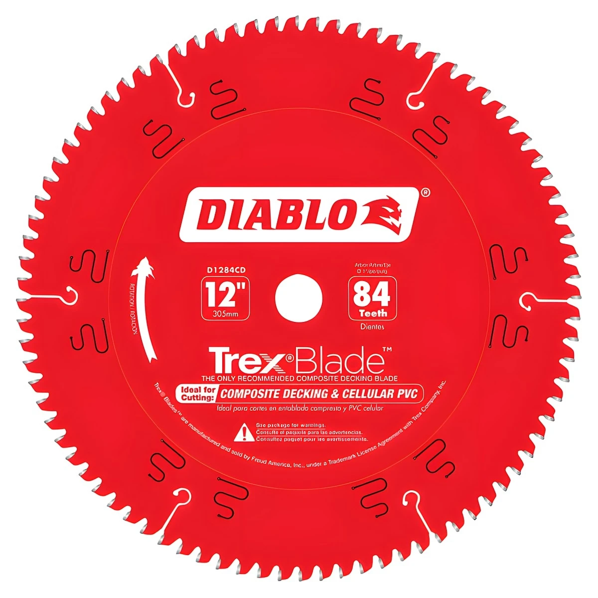 Diablo D1284CD Circular Saw Blade, 12 in Dia, 1 in Arbor, 84-Teeth, Carbide Cutting Edge
