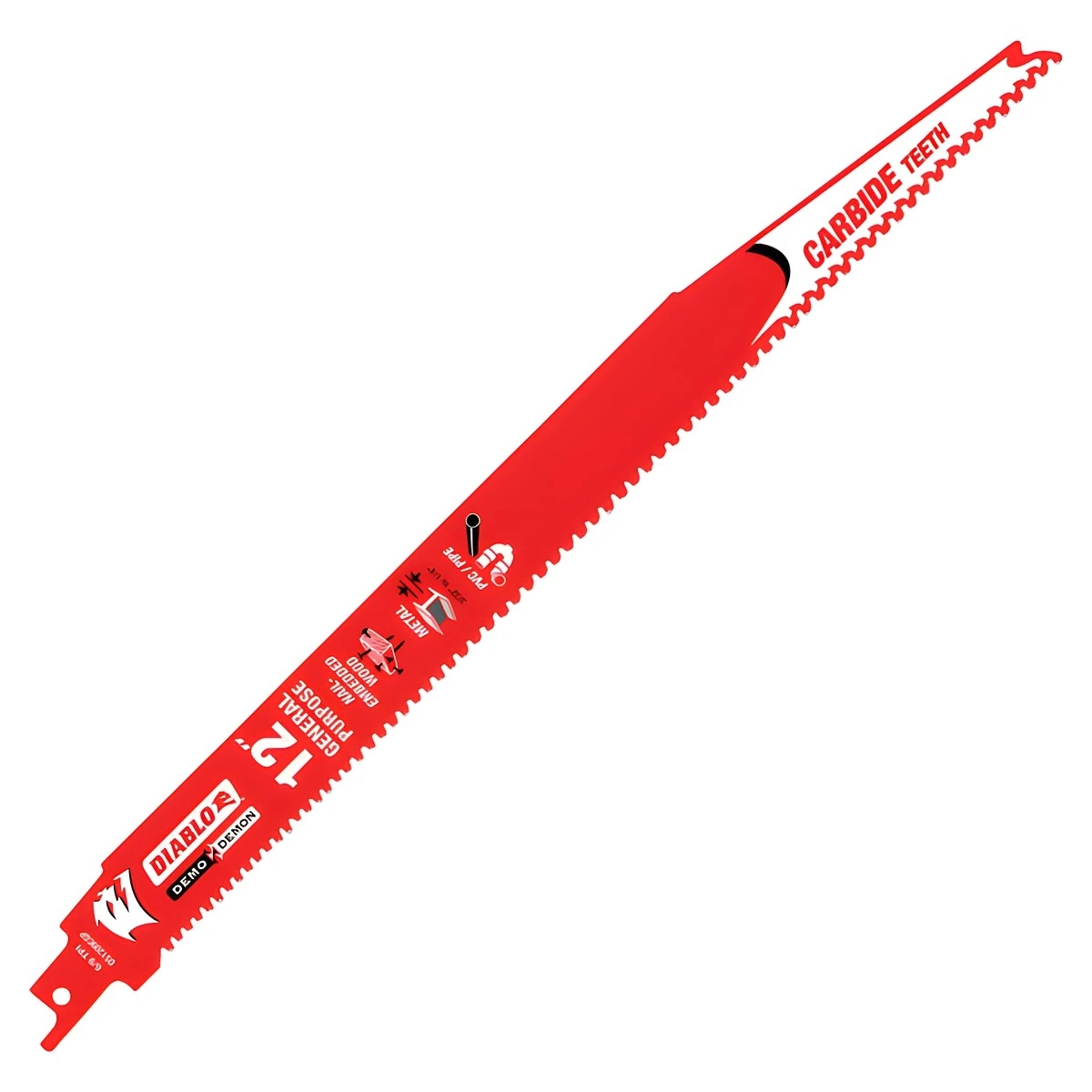 Diablo DS1209CGP Series Reciprocating Saw Blade, Applicable Materials: Metal, Wood, 12 in L, 6/9 TPI, 1/PK Diablo DS1209CGP Series Reciprocating Saw Blade, Applicable Materials: Metal, Wood, 12 in L, 6/9 TPI, 1/PK