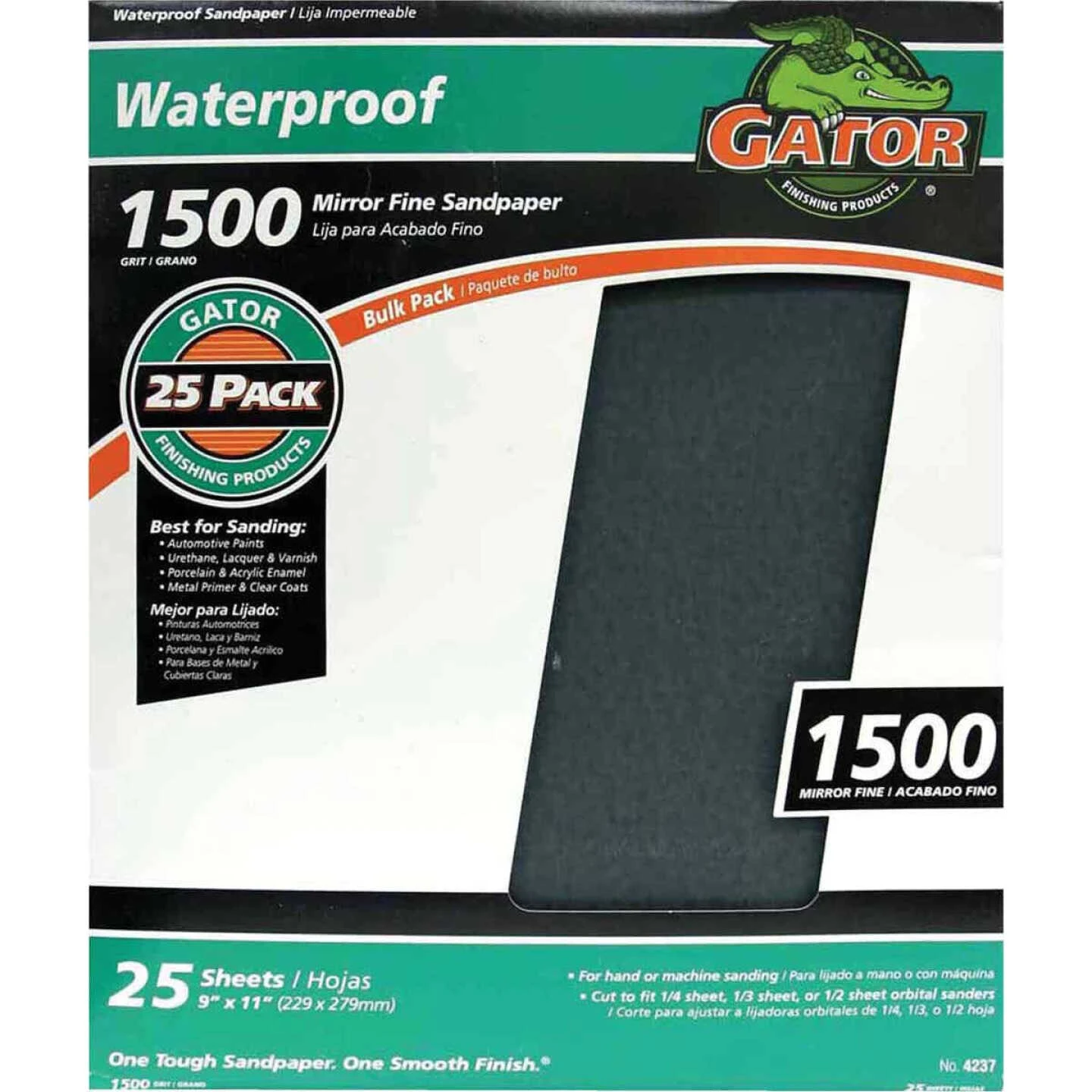 Gator 11 in. L x 9 in. W 1,500 Grit Mirror Fine Silicon Carbide Waterproof Sandpaper 1 pk