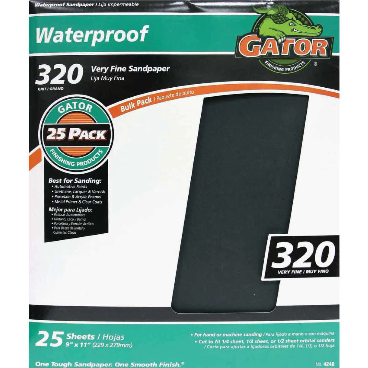 Gator 11 in. L x 9 in. W 320 Grit Very Fine Silicon Carbide Waterproof Sandpaper 1 pk