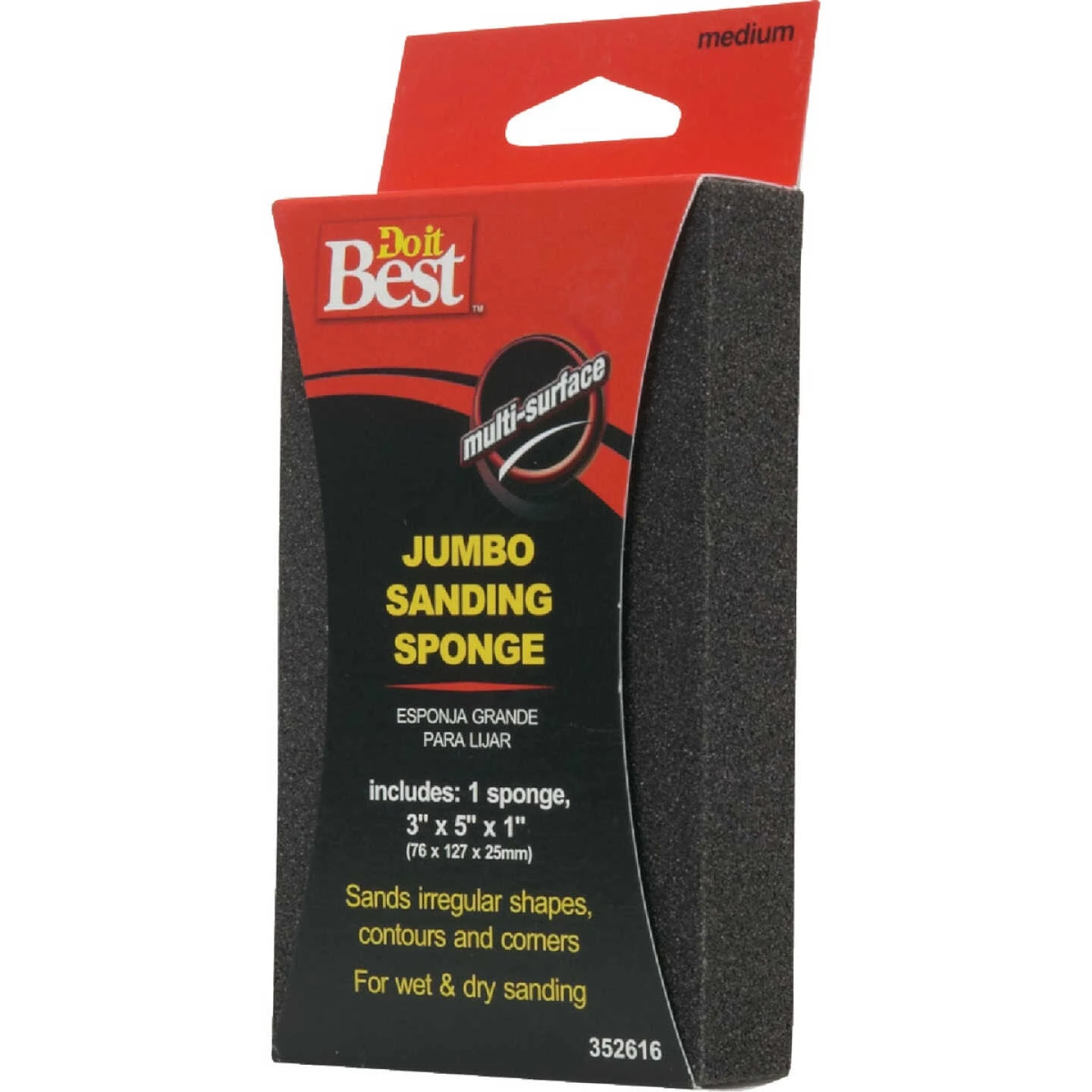 Jumbo All-purpose 3 In. X 5 In. X 1 In. 80 Grit Medium Sanding Sponge