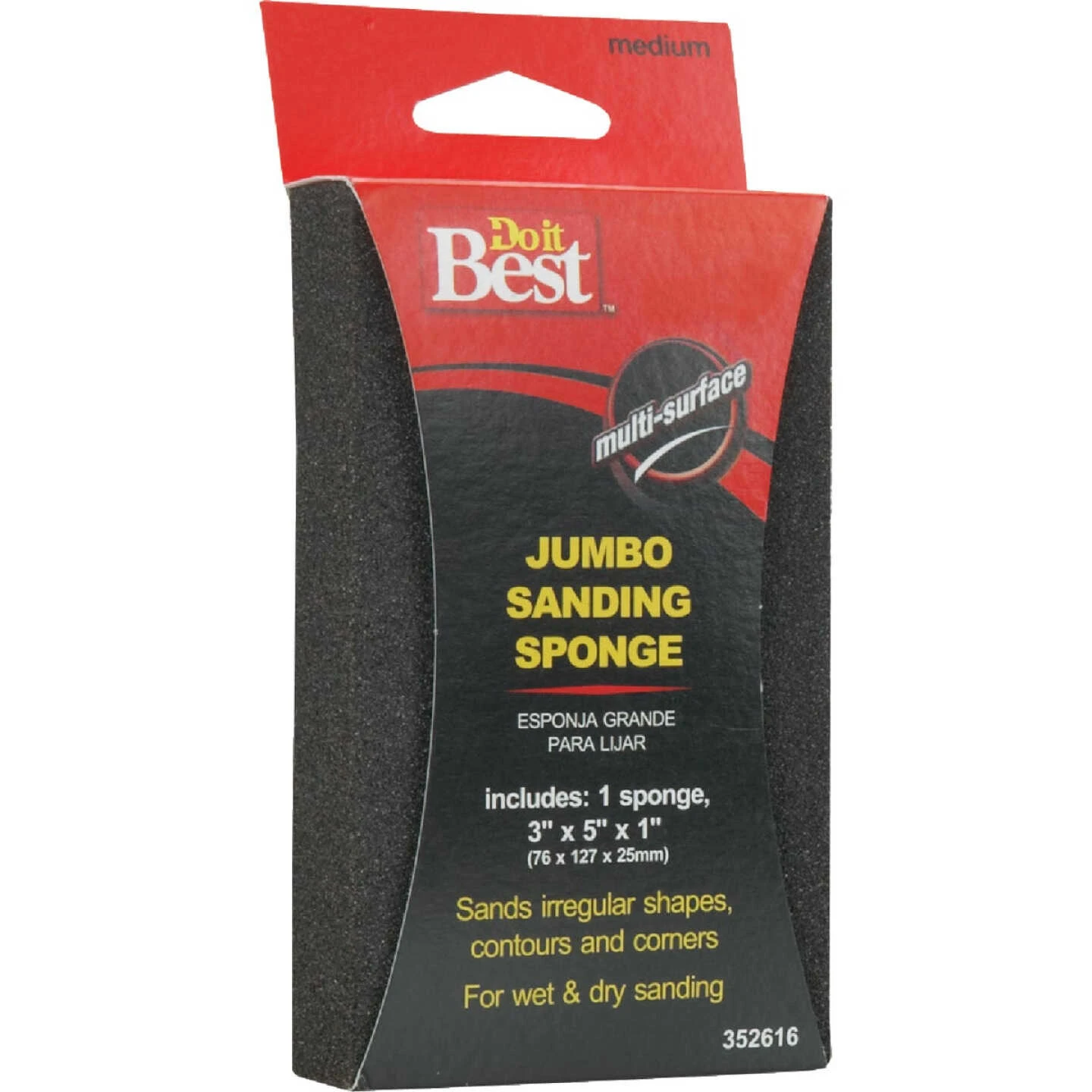 Jumbo All-purpose 3 In. X 5 In. X 1 In. 80 Grit Medium Sanding Sponge