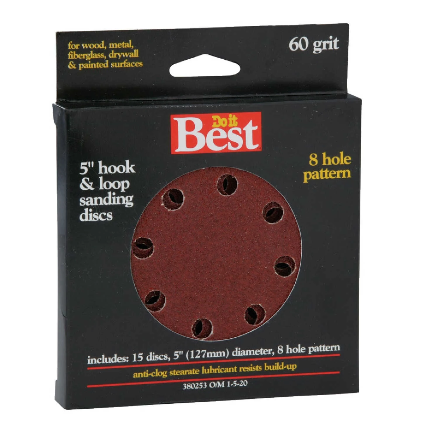 3M Disc5in10pk60 Hookit Sanding Disc, 60 Grit, 5", Pack of 10
