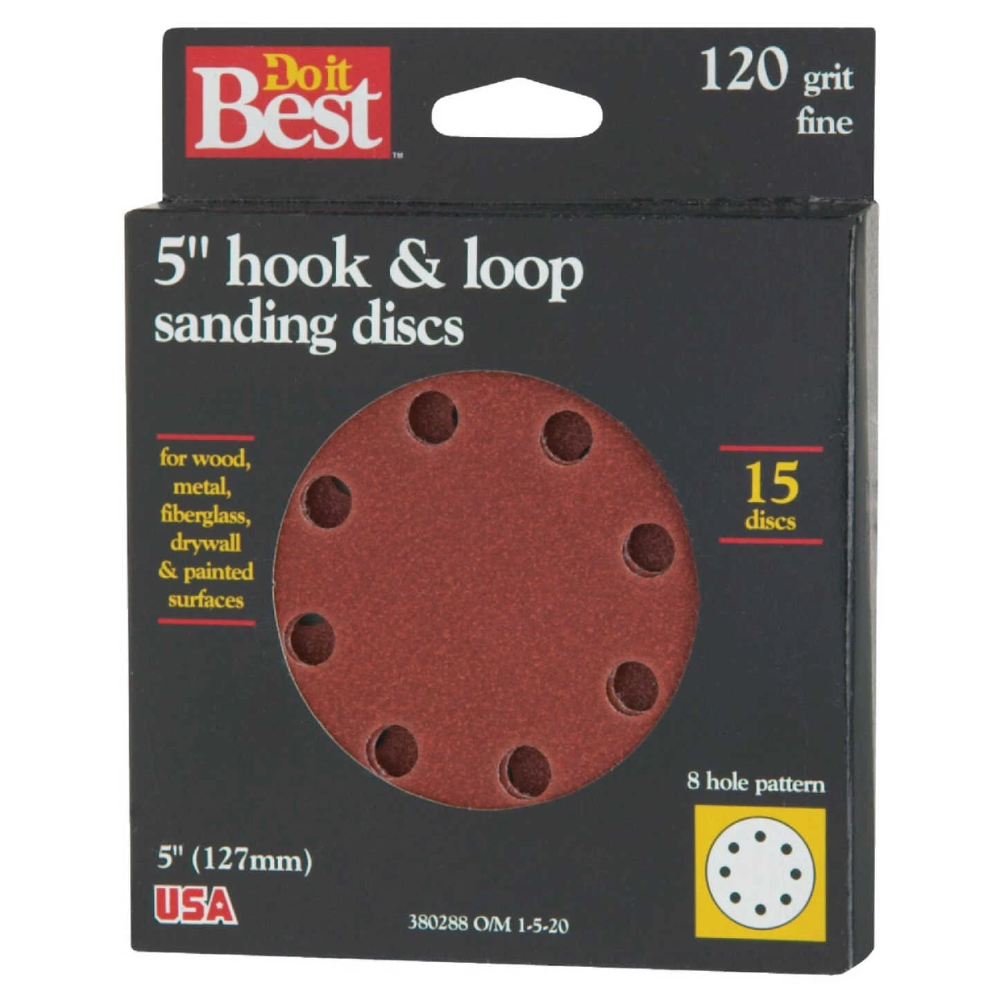 3M Disc5in10pk120 Ultra Durable Hookit Sanding Disc, 120 Grit, 5 in