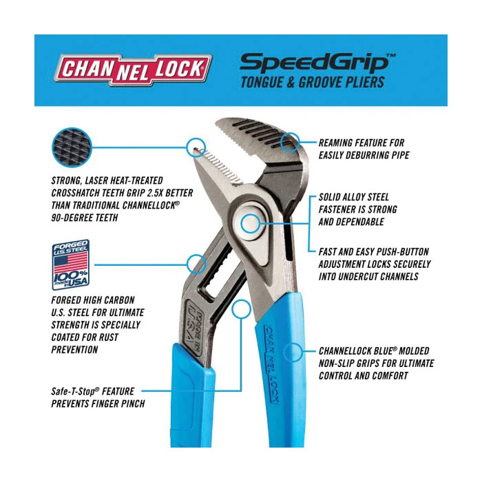 140-440X 12 in. Straight Jaw Tongue & Groove Pliers