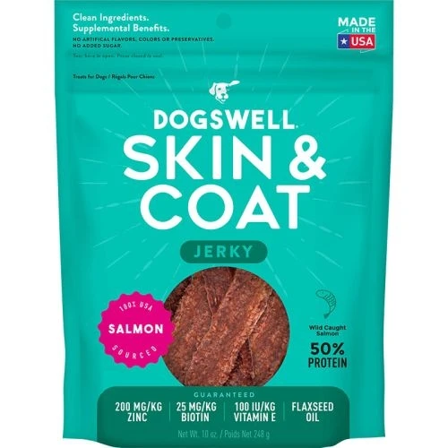 Grain Free Salmon Jerky Skin & Coat Dog Treats, 10 Ounce
