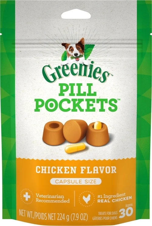 Pill Pockets Dog Treats, Chicken Flavor, Large Dog, 7.9 oz.