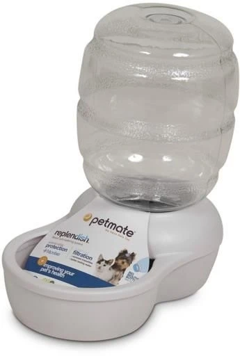 Replendish Waterer With Microban, 0.5 Gallon, Pearl White