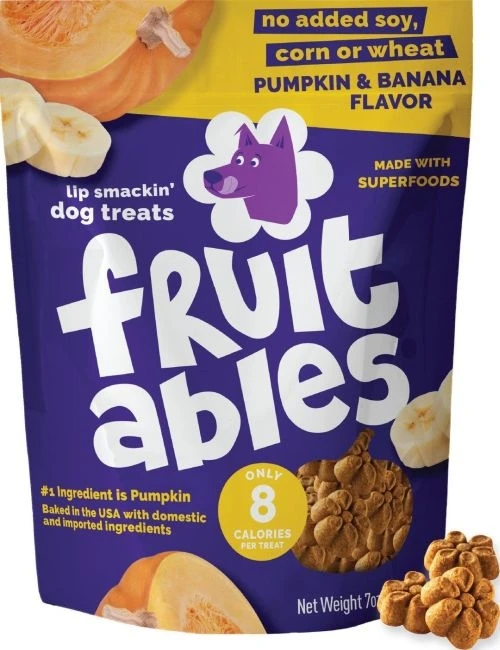 Pumpkin & Banana Natural Crunchy Dog Treats, 7 Ounce Pouch