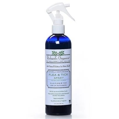 Natural Flea & Tick Spray, 12 Oz - Safe & Effective Pet Treatment
