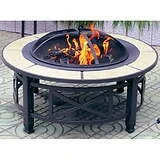 Round Fire Pit With Tile Accents