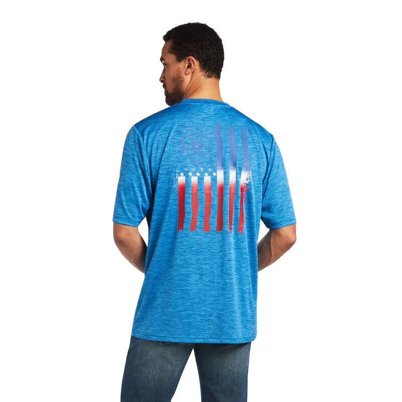 Ariat MEN'S Charger Vertical Flag Tee, RUSH OF BLUE, Medium