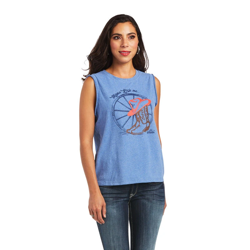 ARIAT WOMEN'S MAMA TEE, REYKJAVIK BLUE, MEDIUM