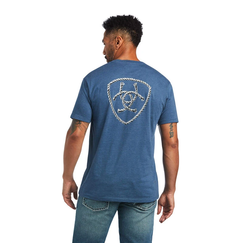 Ariat MEN'S Ariat Rope Shield T-Shirt, Rope Shield/Sailor Blue Heather, 2XL