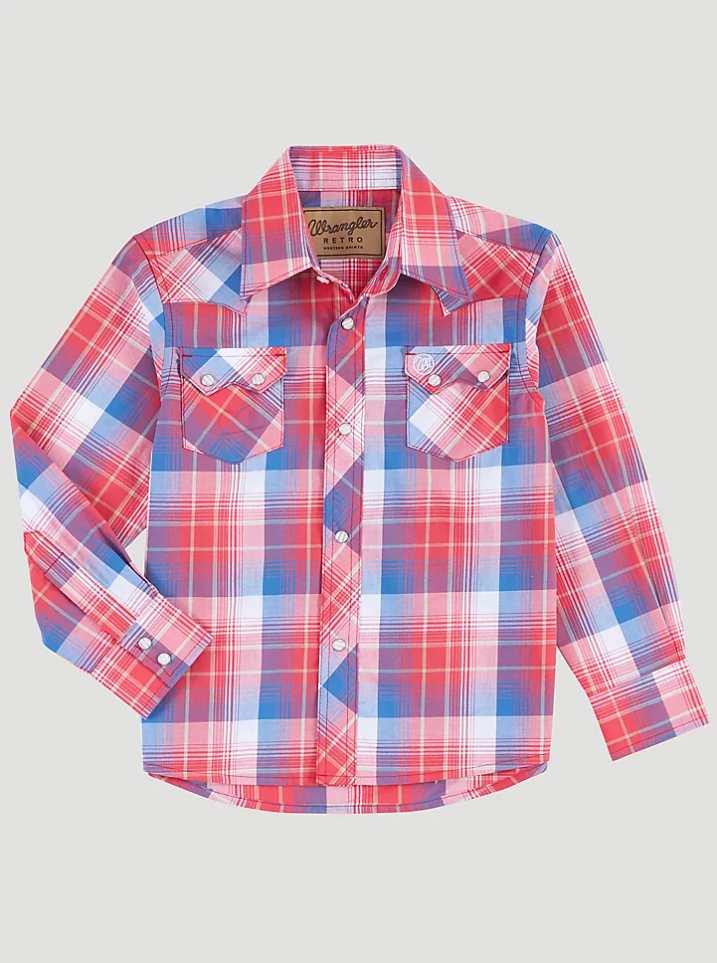 BOYS RETRO LS SNAP SHIRT REG XS