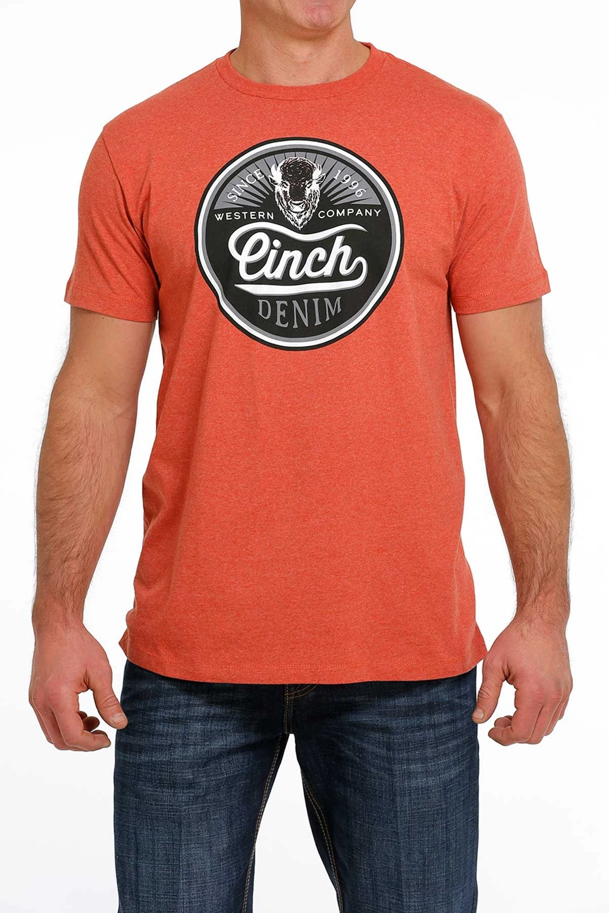 CINCH MNS SS HTHR ORANGE TEE XL