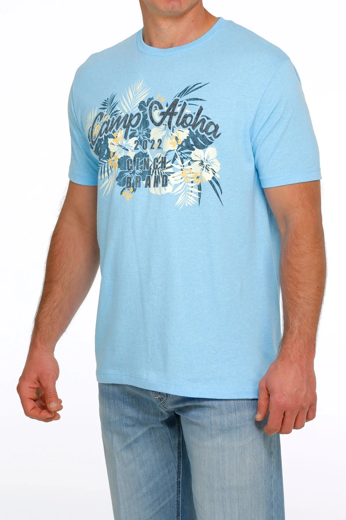 CINCH MEN'S ALOHA FLORAL TEE, SKY BLUE, XL