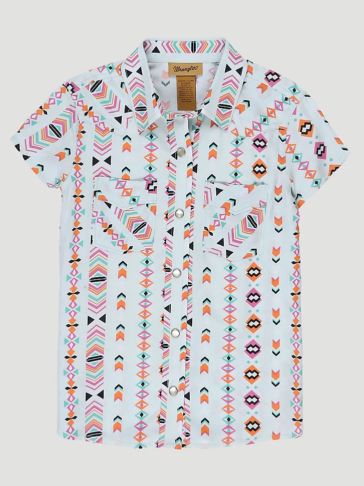 GRLS SS PRINTED SNAP SHIRT XXL