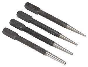 Vulcan JLO-048 Nail Punch Set, 4-Piece, Alloy Steel, Blackened, Black