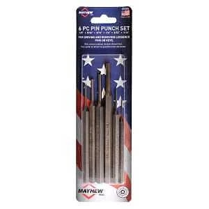 Mayhew 6‑Piece Precision Steel Pin Punch Set – American‑Made Alloy Tools