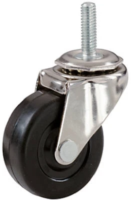 Rubber Wheel, Threaded Stem Caster, 3-In.