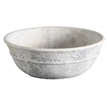 Michael Carr 10" Planter Bowl with Drainage Hole, 10.2" D x 3.5" H, Weathered White
