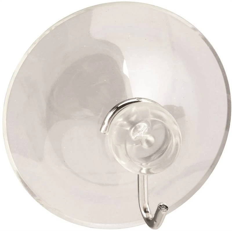 Stanley Large Suction Cup Hook, 2-1/4 in Dia, Plastic, Clear