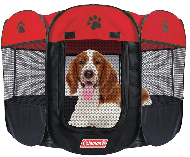 UNIQUE PETZ Coleman CPP-001LG Pet Playpen, Fabric, Red